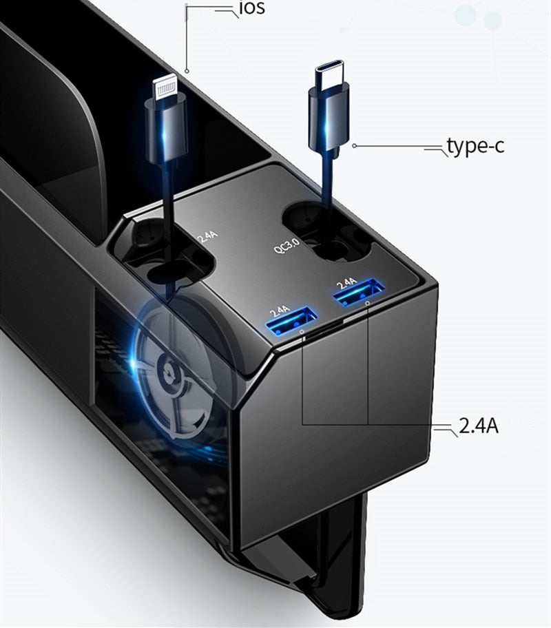 Car Seat Gap Organizer with Fast Charging | ZARYVO