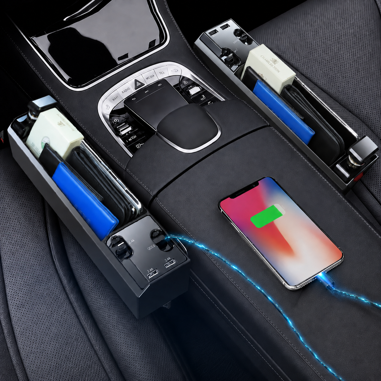 Car Seat Gap Organizer with Fast Charging | ZARYVO