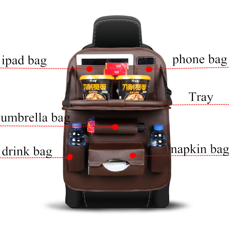 Car Seat Back Organizer with Folding Tray | ZARYVO